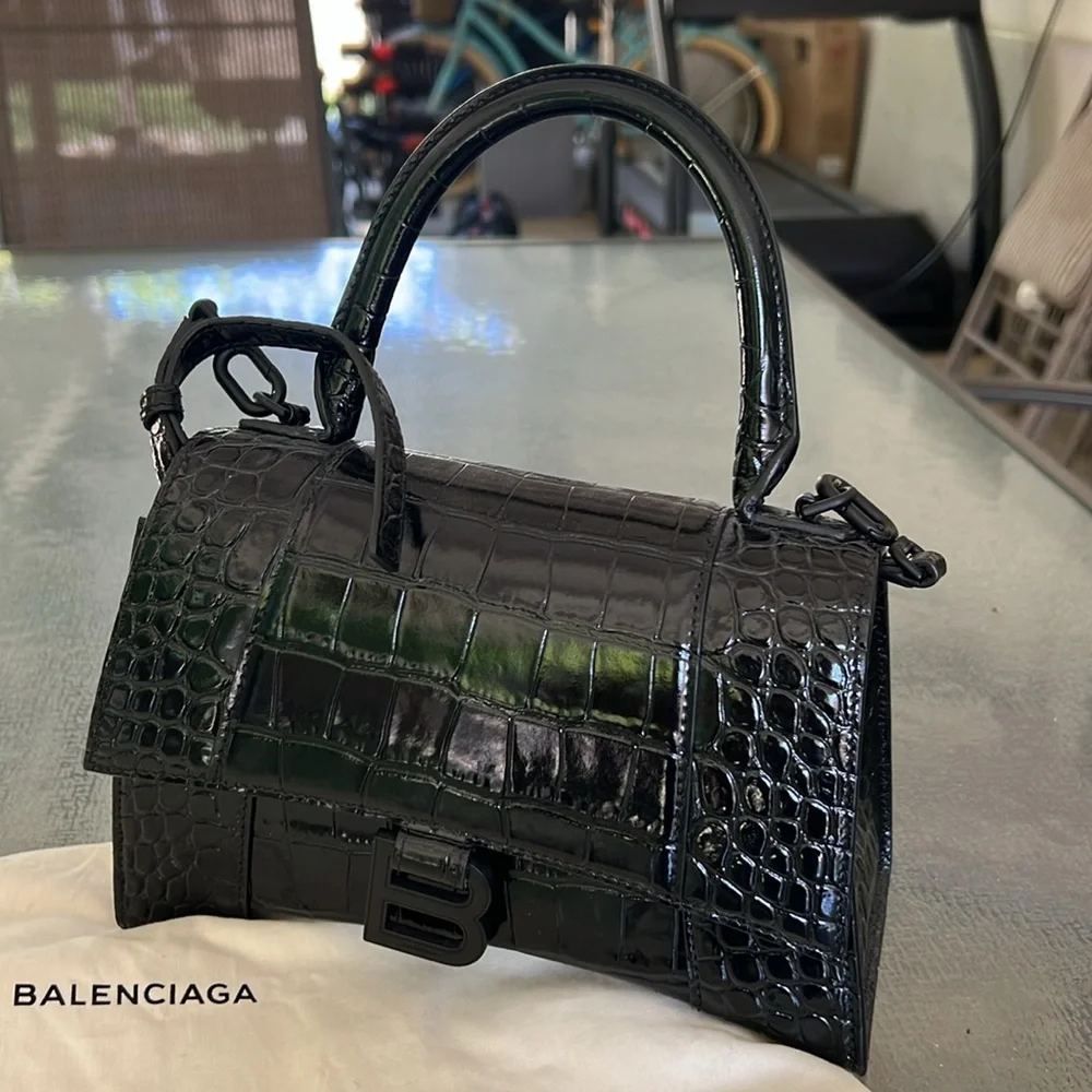 Balenciaga Hourglass XS Croc Embossed Handbag - Picture 7 of 13